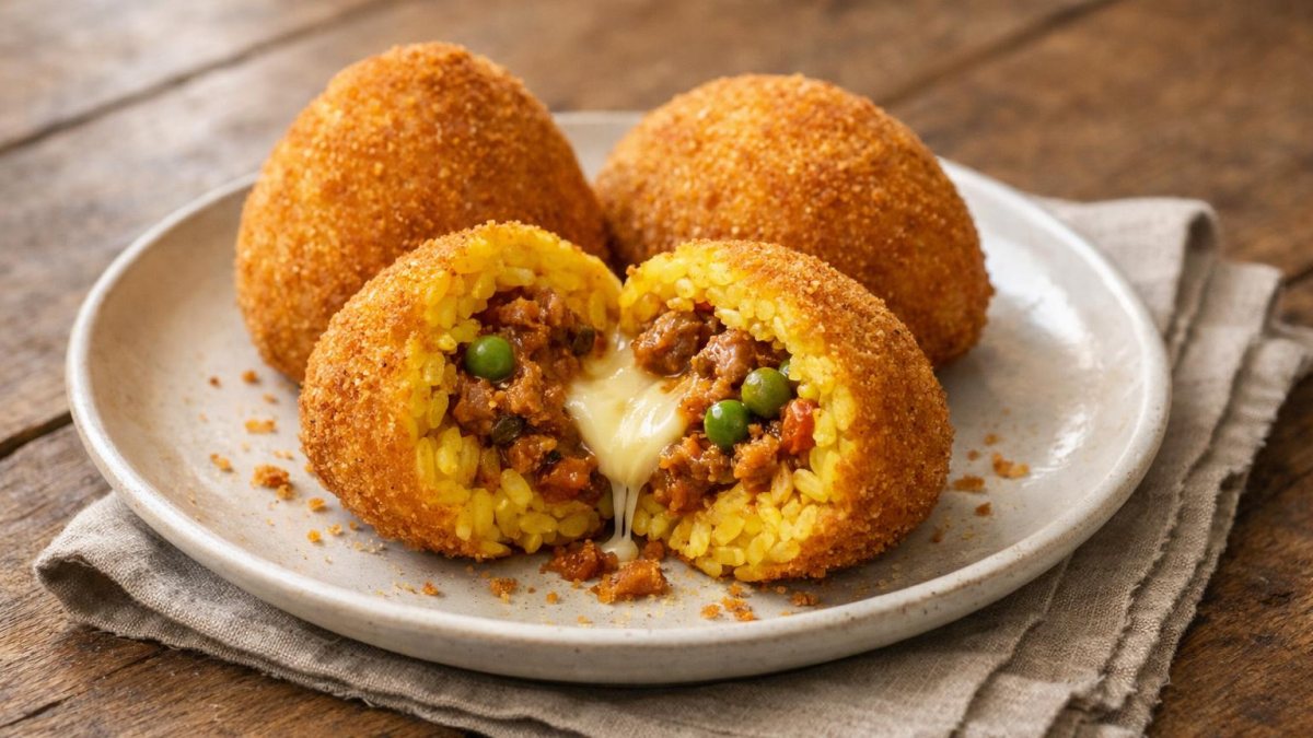 Un piatto di arancini di riso