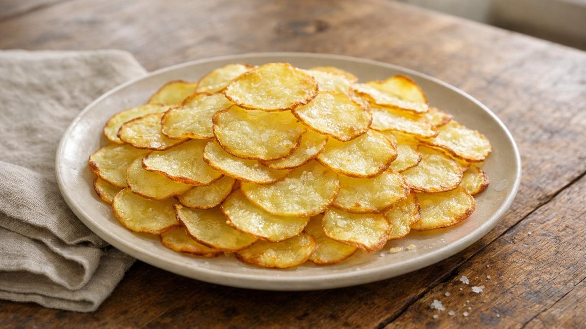 Un piatto di chips di patate al forno