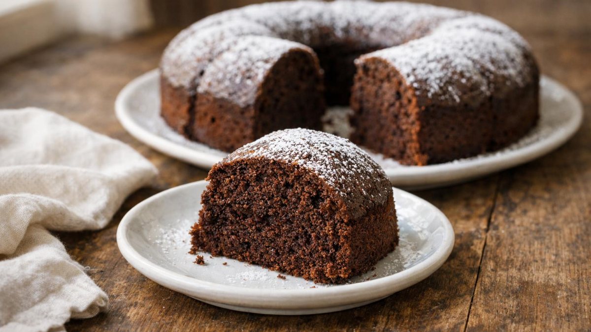 Un piatto di ciambella al cacao