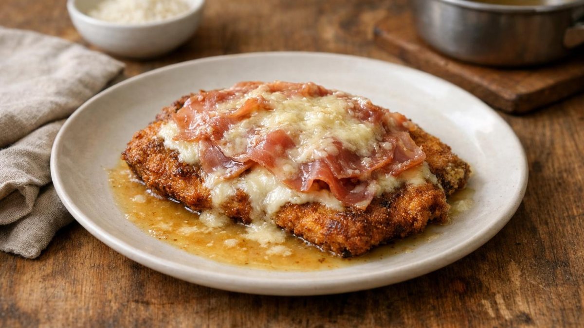 Un piatto di cotoletta alla bolognese