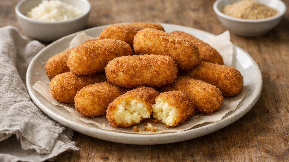 Un piatto di crocchette di patate