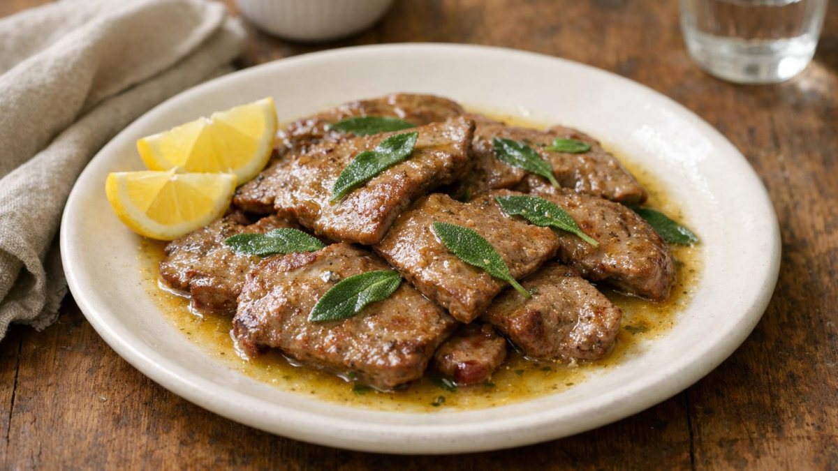 Un piatto di fegato di vitello al burro e salvia