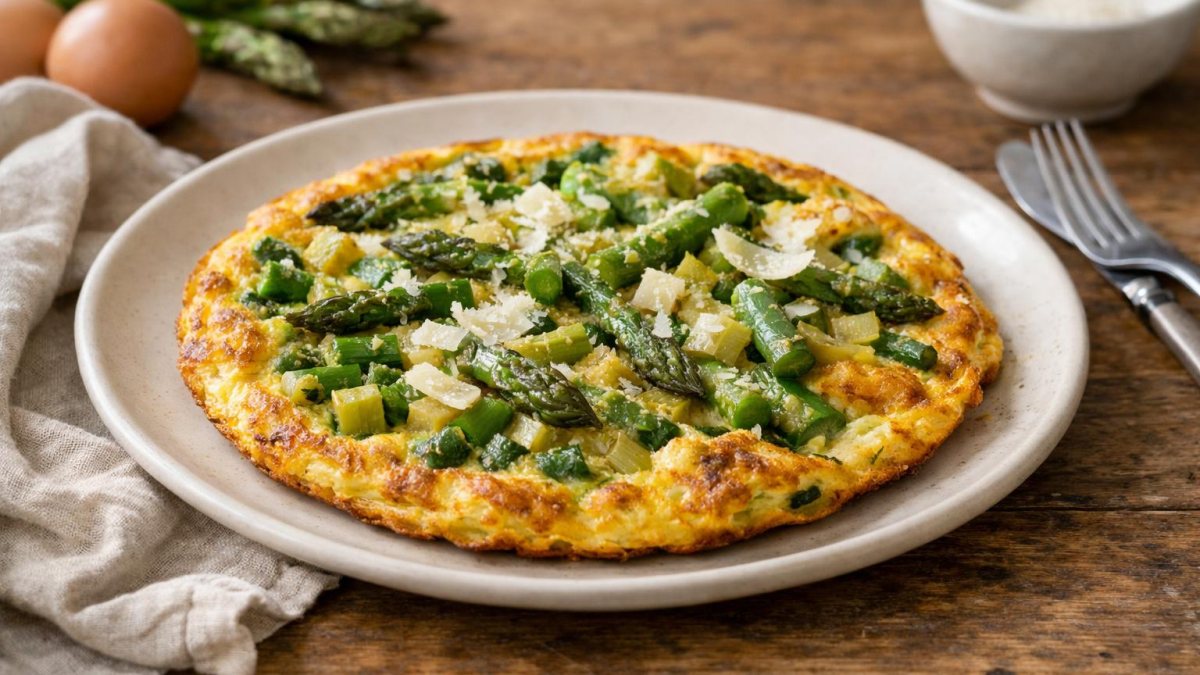 Un piatto di frittata di asparagi