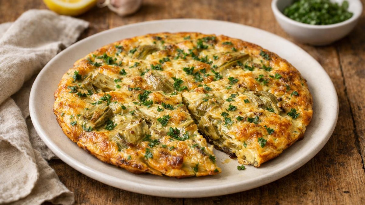 Un piatto di frittata di carciofi