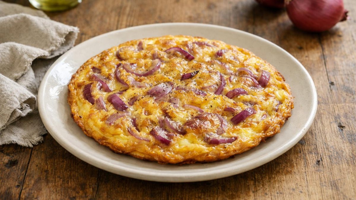 Un piatto di frittata di cipolle