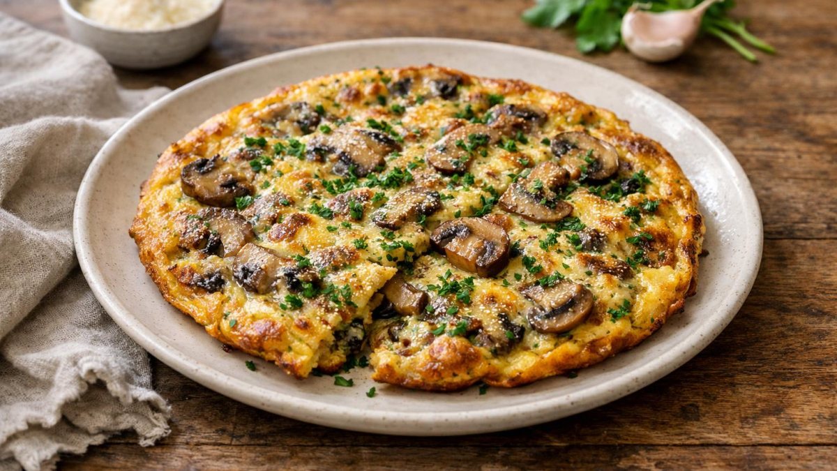 Un piatto di frittata di funghi