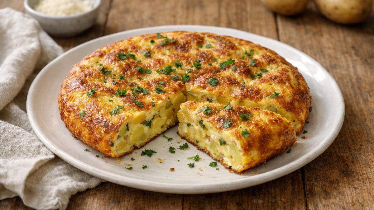 Un piatto di frittata di patate