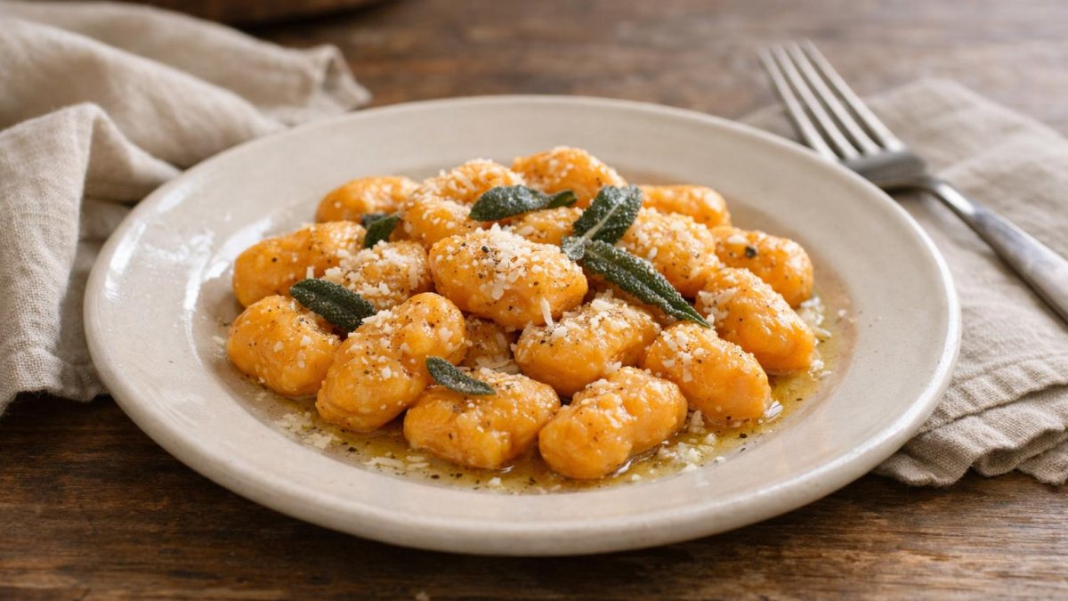 Un piatto di gnocchi di zucca