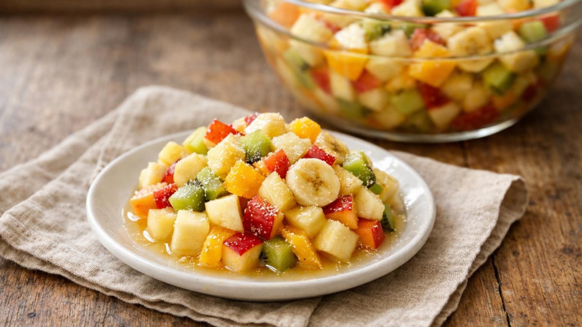 Un piatto di macedonia di frutta