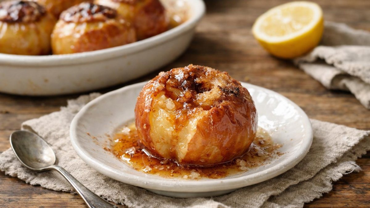 Un piatto di mele al forno