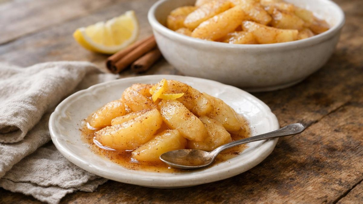 Un piatto di mele cotte alla cannella