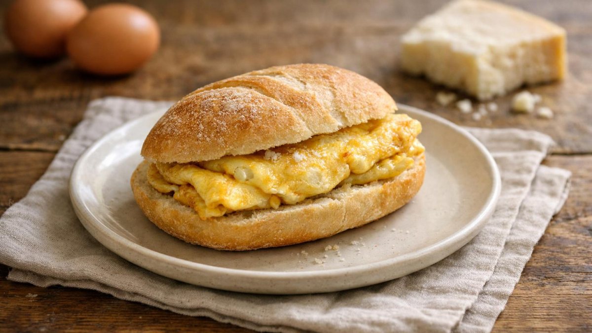 Un piatto di panino con la frittata