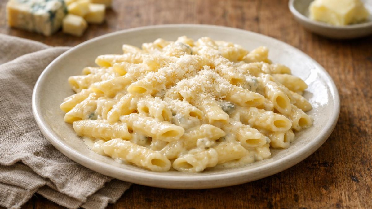 Un piatto di pasta ai quattro formaggi