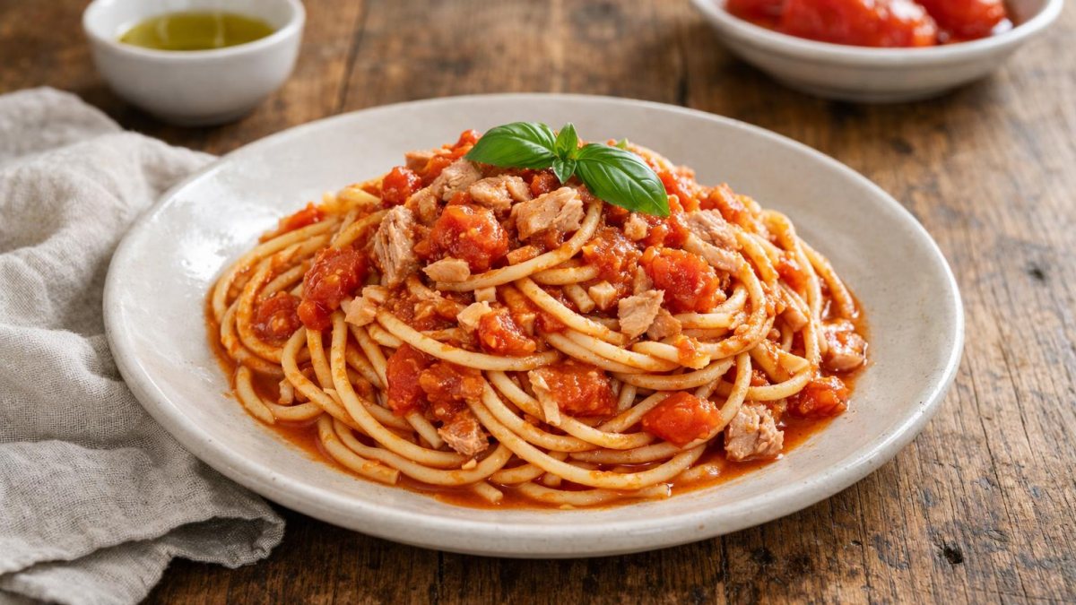 Un piatto di pasta al tonno