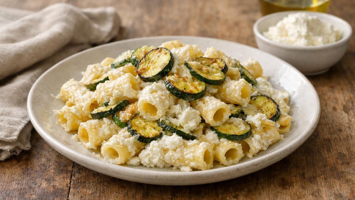 Un piatto di pasta zucchine e ricotta