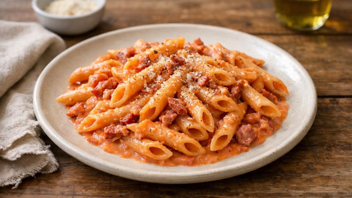 Un piatto di penne alla vodka
