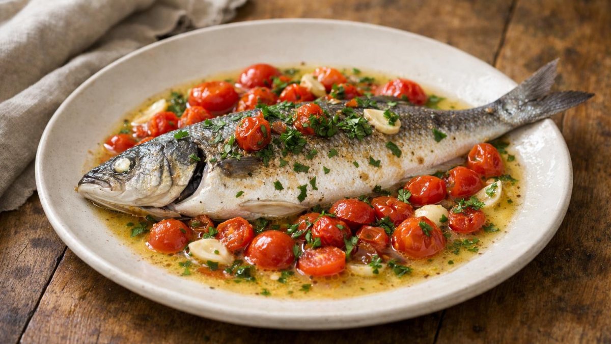 Un piatto di pesce all'acqua pazza