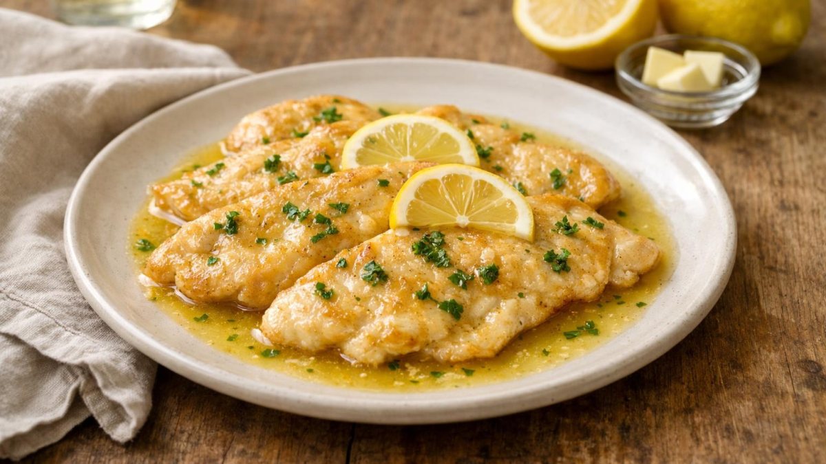 Un piatto di petto di pollo al limone