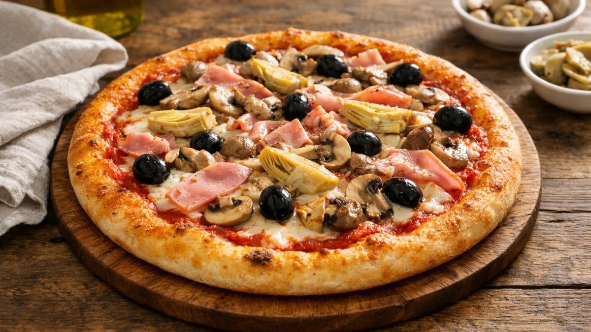 Un piatto di pizza capricciosa