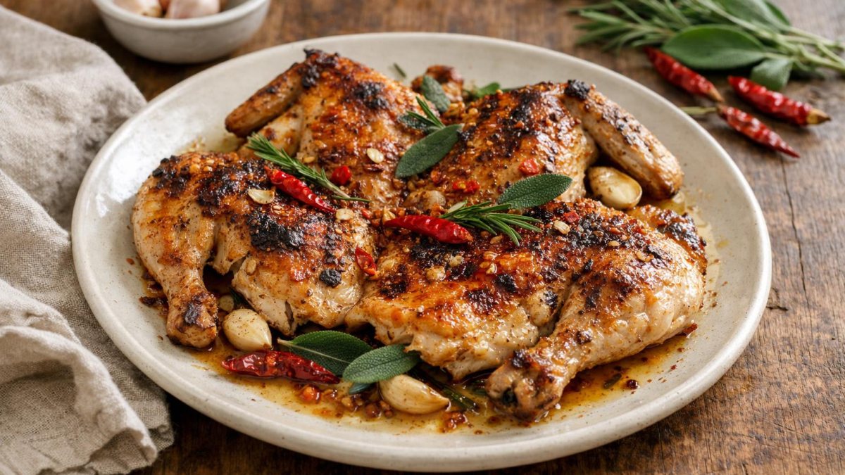 Un piatto di pollo alla diavola