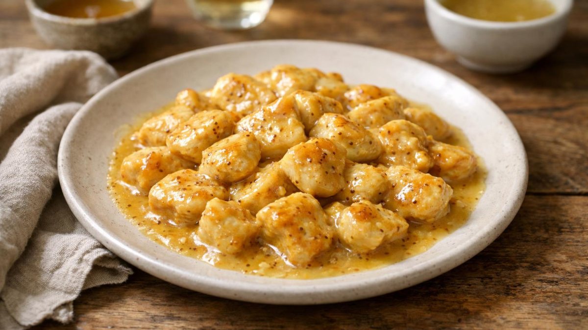 Un piatto di petto dipollo alla senape e miele