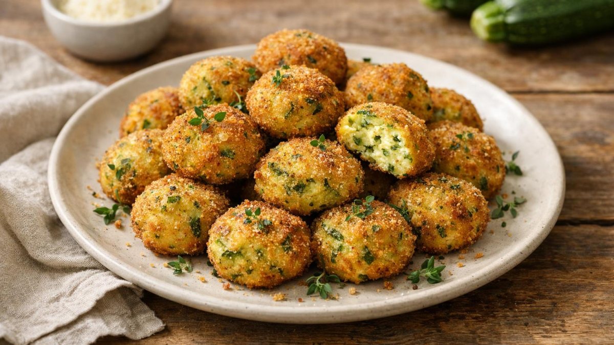 Un piatto di polpette di zucchine