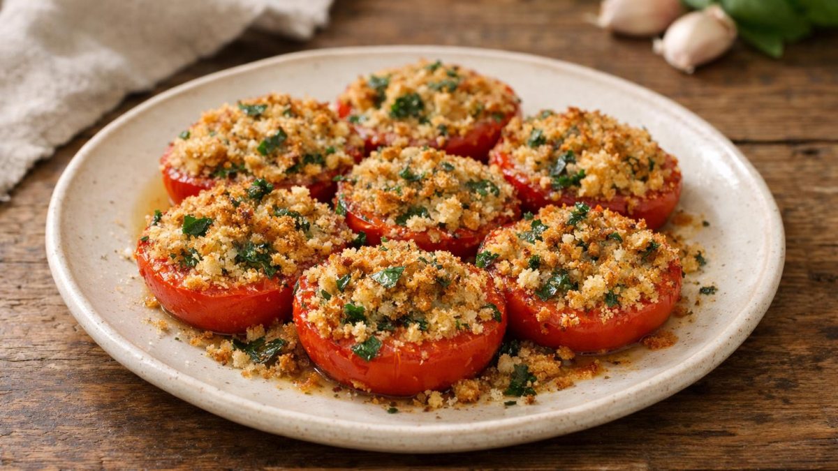 Un piatto di pomodori gratinati