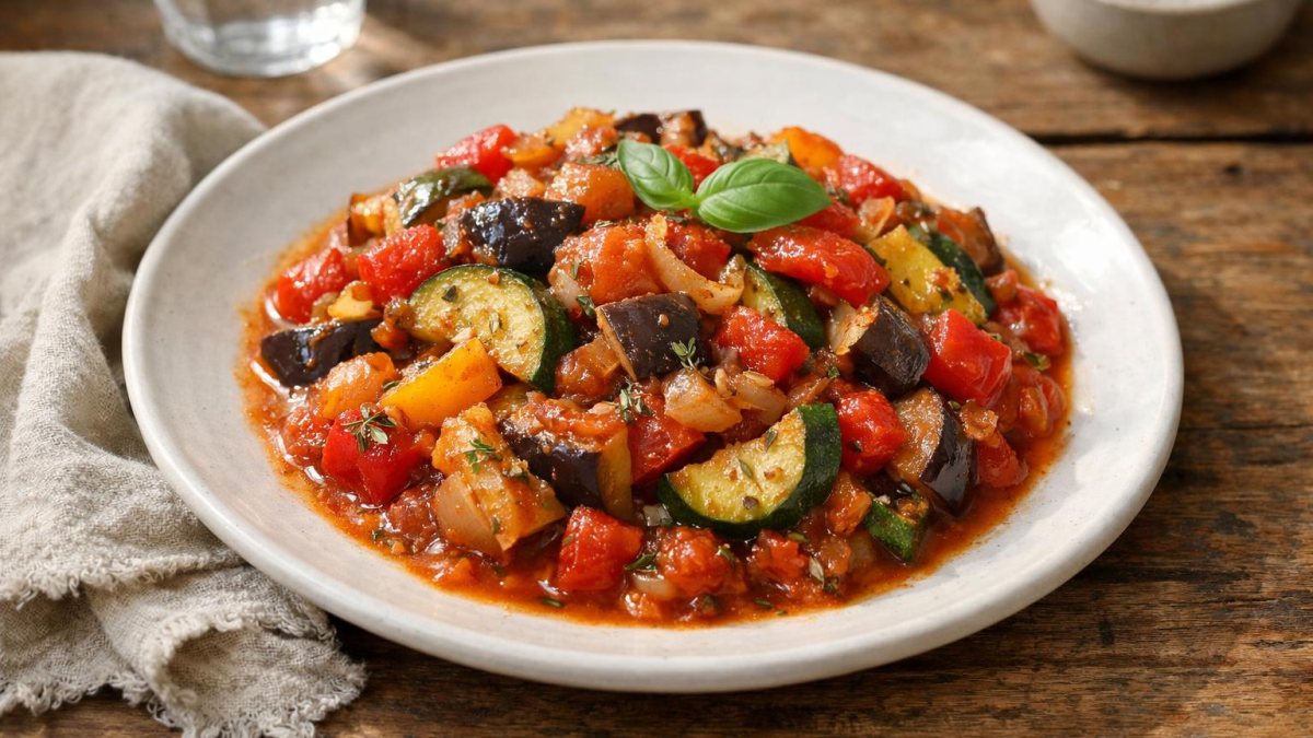 Un piatto di ratatouille di verdure