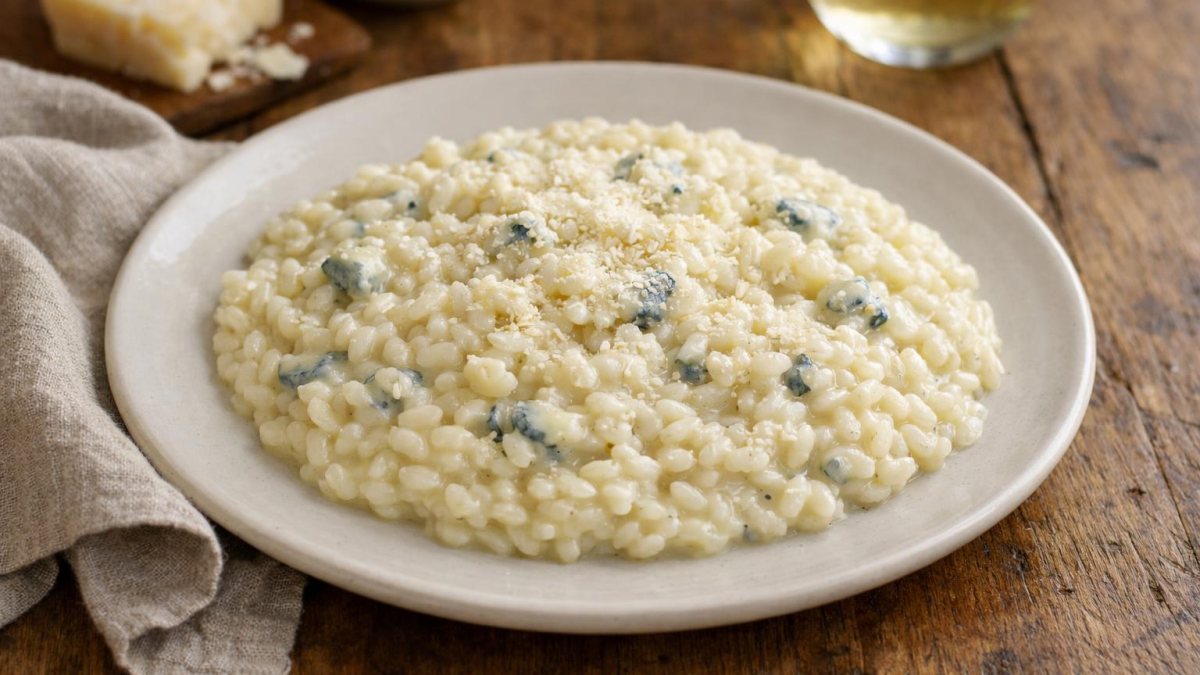 Un piatto di risotto al gorgonzola