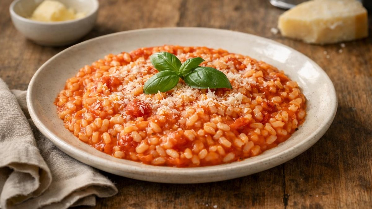 Un piatto di risotto al pomodoro