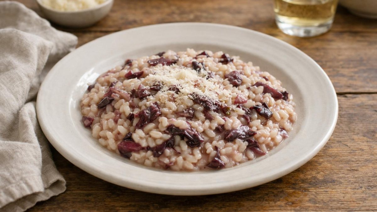Un piatto di risotto al radicchio