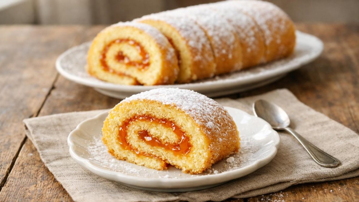 Un piatto di rotolo alla marmellata