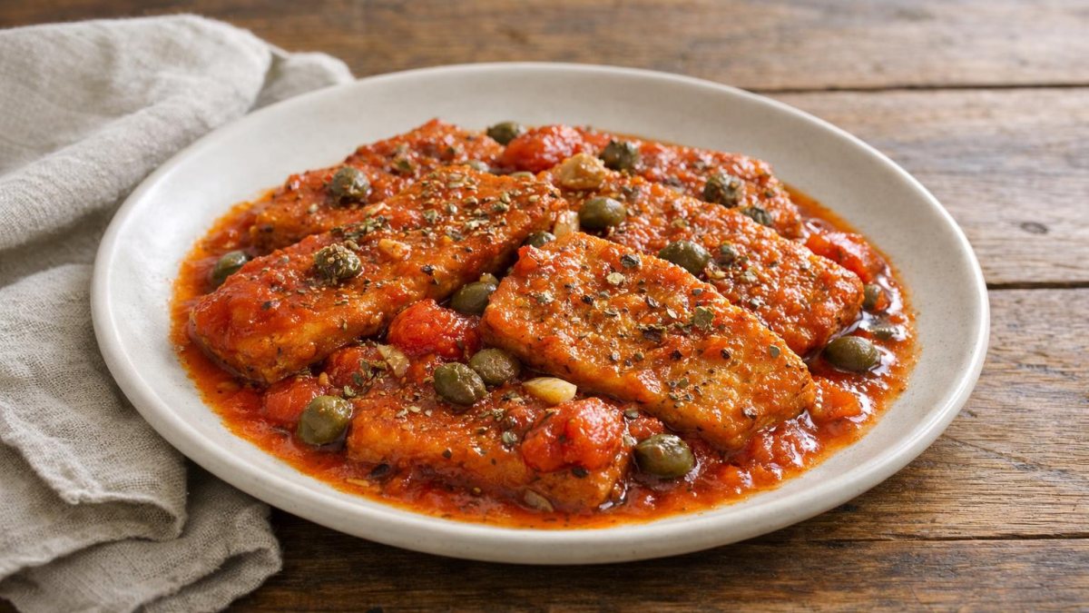 Un piatto di seitan alla pizzaiola