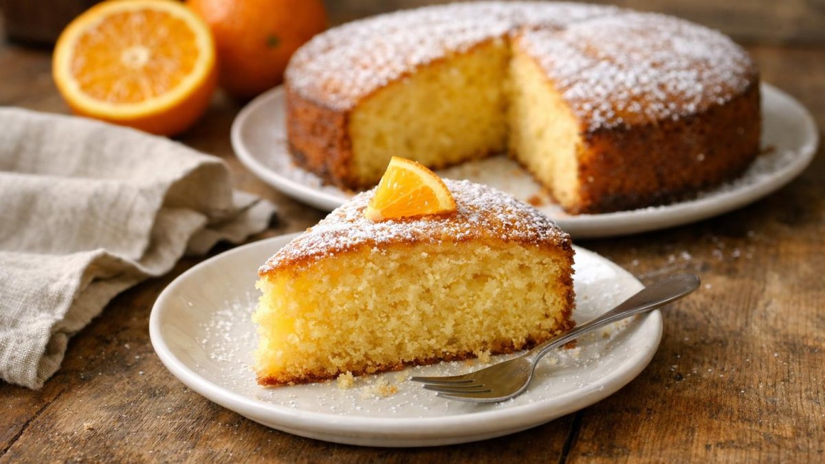 Un piatto di torta all'arancia
