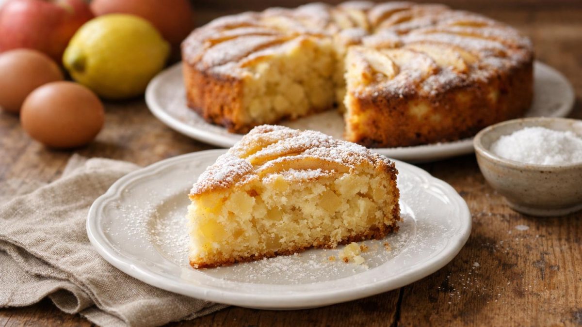Un piatto di torta di mele