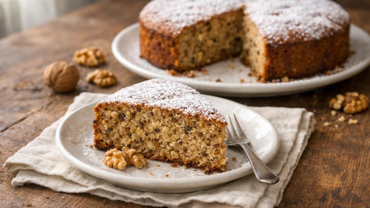 Un piatto di torta di noci