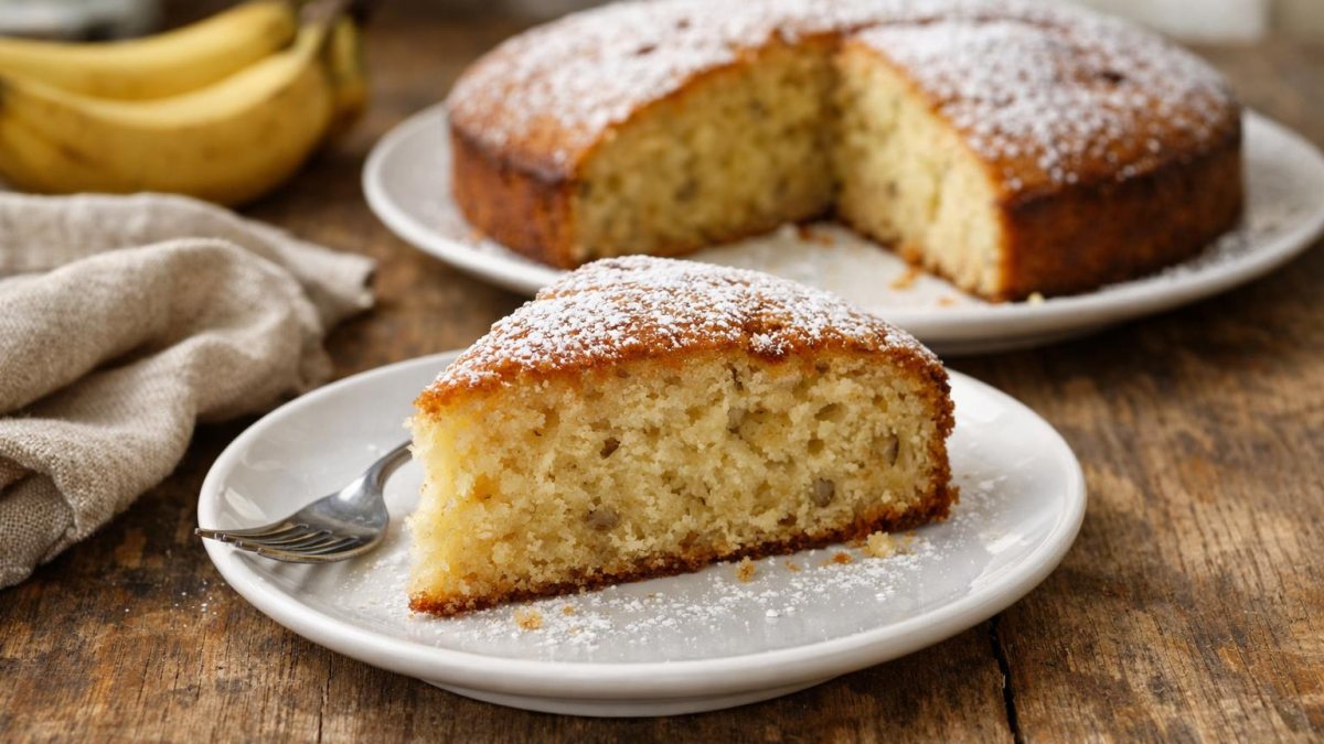 Un piatto di torta morbida alle banane