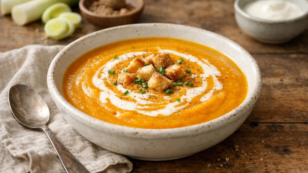 Un piatto di vellutata di zucca
