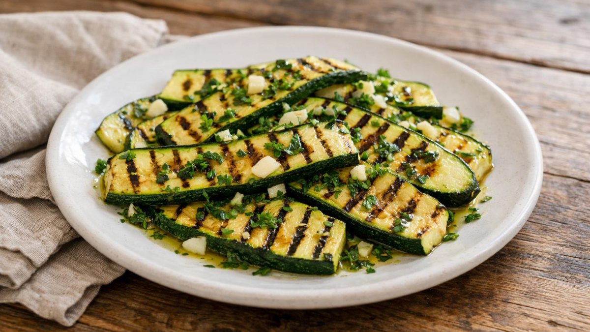 Un piatto di zucchine grigliate
