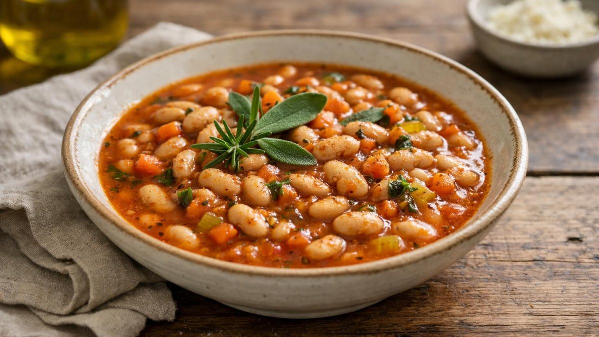 Un piatto di zuppa di fagioli
